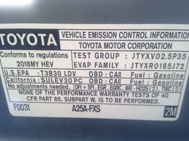 2018 TOYOTA CAMRY, SILVER, HYBRID, 2.5L, AT,   Z25062